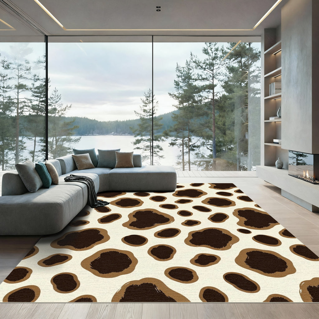 Neutral Brown Spotted Abstract Rug