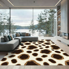 Neutral Brown Spotted Abstract Rug