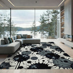 Monochrome Abstract Ink Splash Art Rug