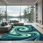 Abstract Teal Swirl Wave Swirl Rug