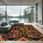 Geometric Sunset Amber Tribal Diamond Rug