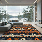 Earthy Orange Geometric Wilderness Camping Decor Rug