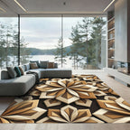 Geometric Wood Tone Petal Blossom Rug