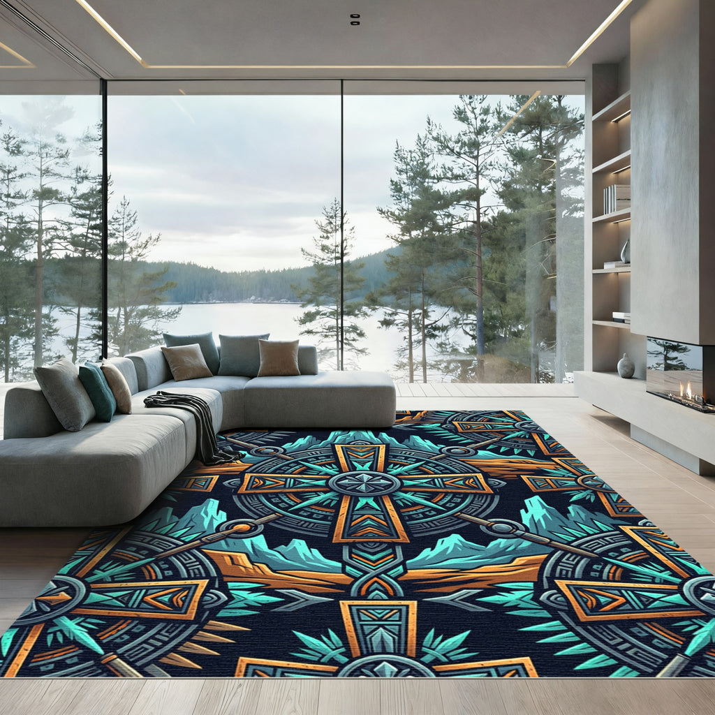 Ancient Sunstone Mountain Cross Rug