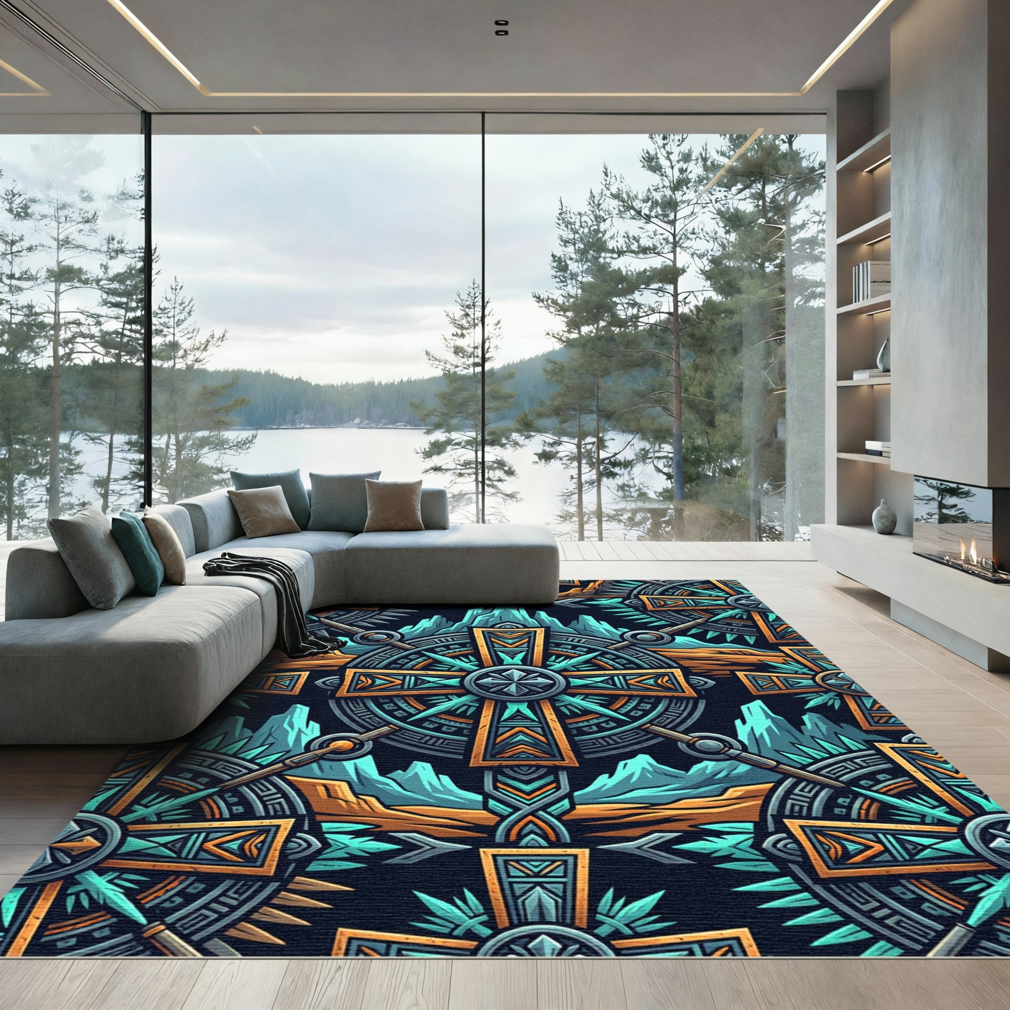 Ancient Sunstone Mountain Cross Rug
