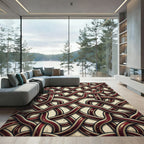 Interlocking Crimson Woven Abstract Knot Rug