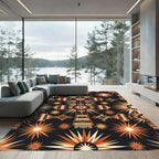 Earthy Geometric Celestial Cross Art Rug
