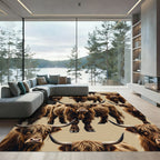 Rustic Highland Cattle Taupe Rug