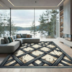 Rustic Gray Wood Lattice Diamonds Rug