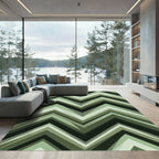 Modern Sage Green Geometric Zigzag Rug