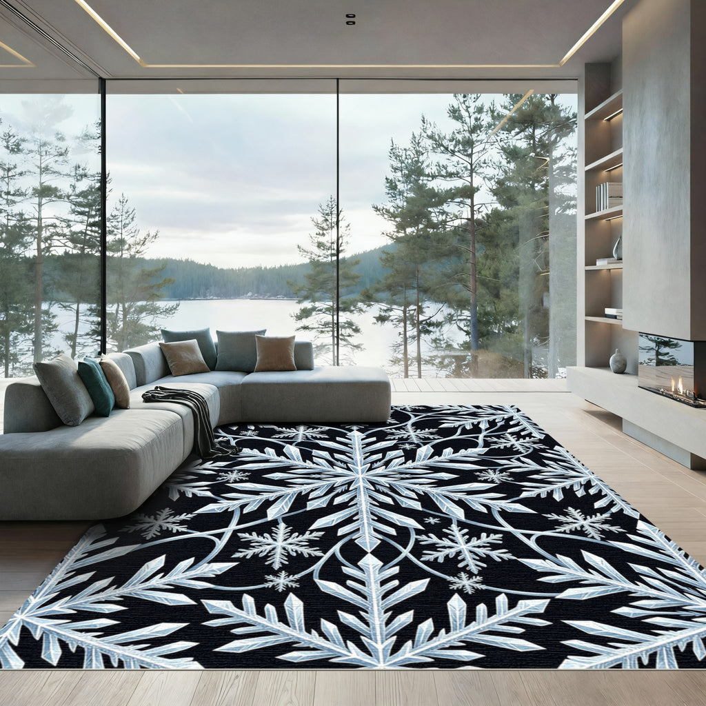 Chic Crystal Snowflake Pattern Rug