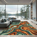 Earthy Swirls Abstract Flow Rug