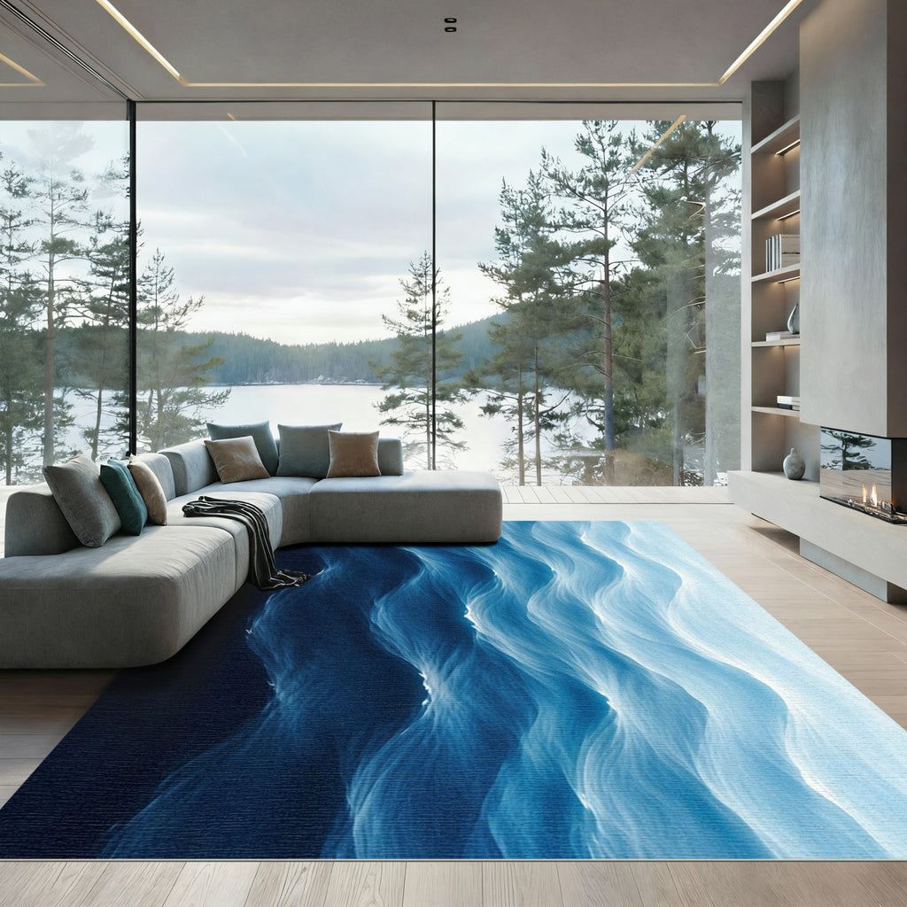 Abstract Ocean Gradient Wave Swirl Rug