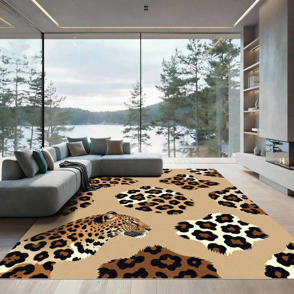 Leopard Spots Scattered Plush Accents Rug