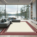 Crimson Layered Geometric Border Rug