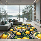Mediterranean Yellow Lemon Citrus Tile Art Rug