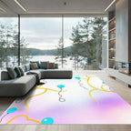 Blue Balloons Ascending Yellow Vines Rug