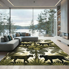 Jungle Panthers Amidst Lush Greenery Rug