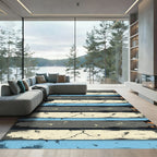 Distressed Grunge Wood Grain Stripes Rug