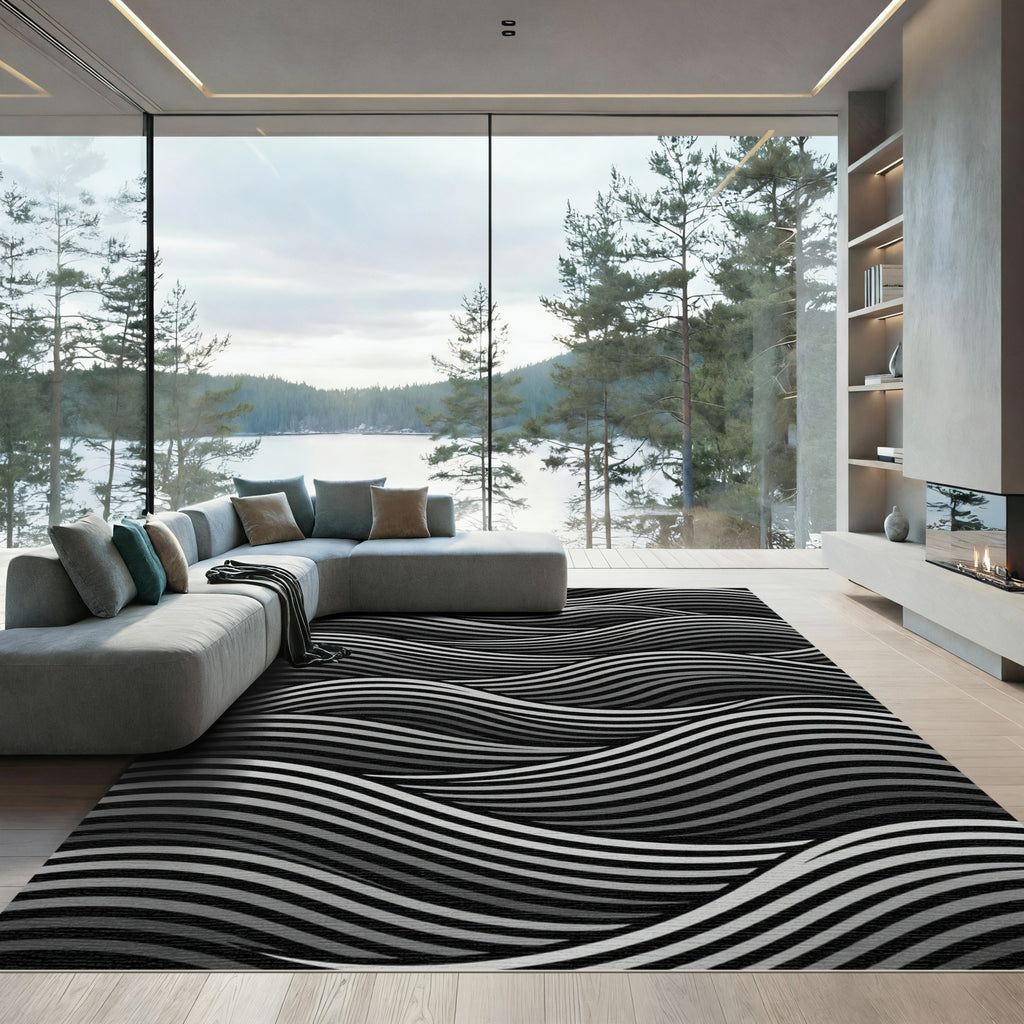Monochromatic Wave Optical Illusion Rug