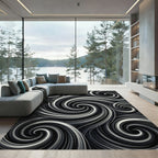 Monochrome Swirl Flow Rug