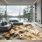 Earthy Brown Splatter Bursting Watercolor Rug