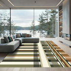 Modern Earthy Tone Linear Plaid Rug