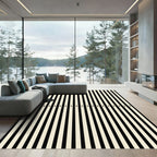 Black White Vertical Stripe Rug