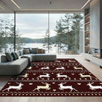 Brown Reindeer Hearts Festive Border Rug