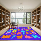 Vibrant Alphabet Animal Collage Rug