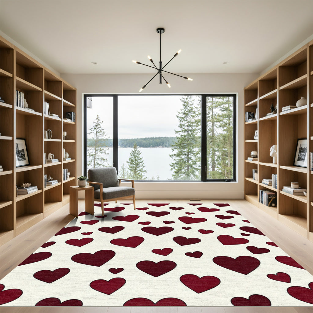 Minimalist Deep Crimson Heart Scattered Rug