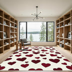 Minimalist Deep Crimson Heart Scattered Rug