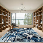 Deep Blue Watercolor Drops Splash Rug