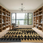 Gold and Black Geometric Arrow Rug