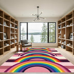 Row of Vibrant Rainbow Arches Rug