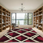 Red Hearts Lattice Dimensional Rug