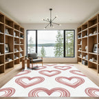 Rosy Dotted Heart Arrangement Rug
