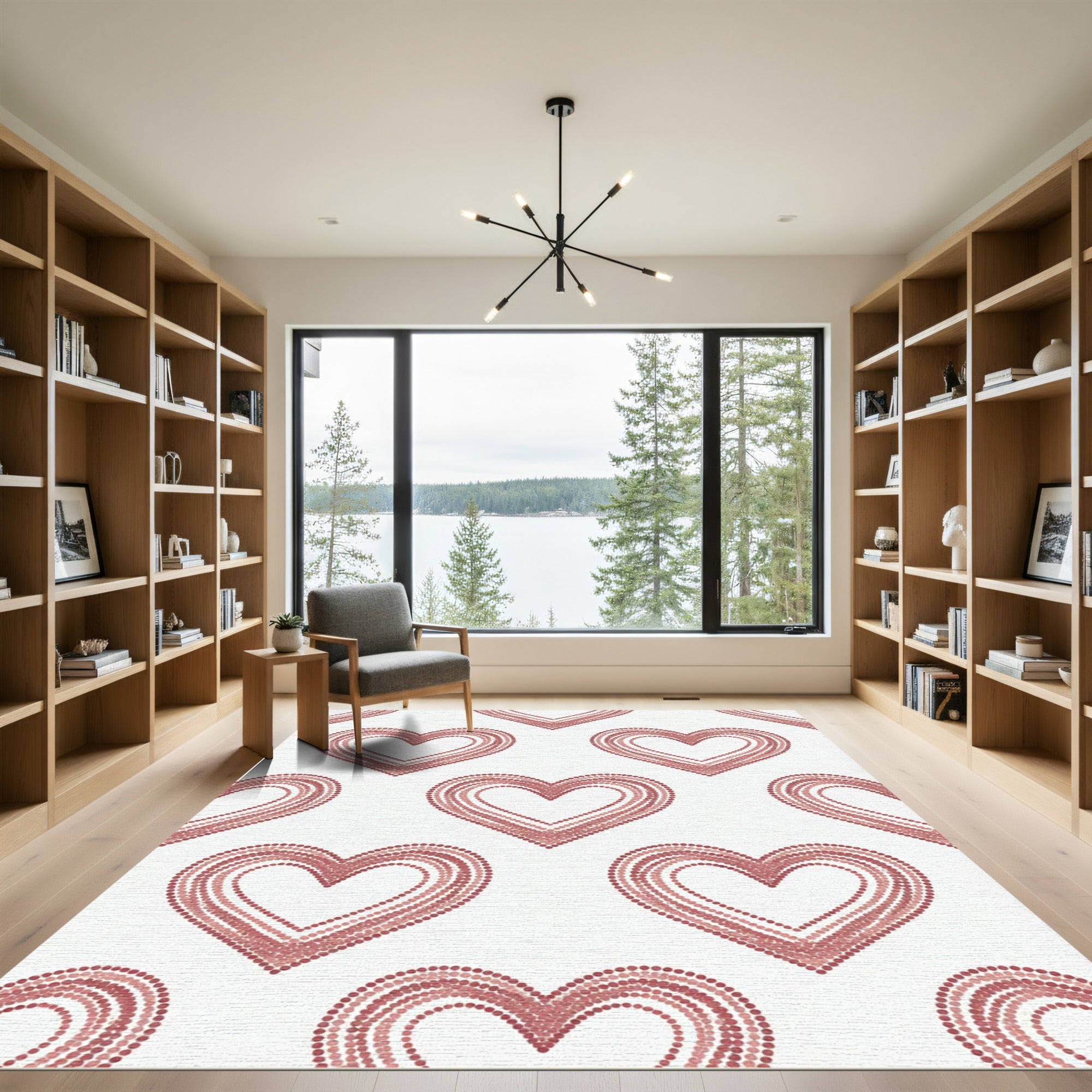 Rosy Dotted Heart Arrangement Rug