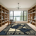 Tribal Blue Fragment Geometric Rug