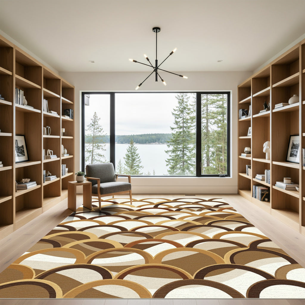 Earthy Golden Arched Scales Rug