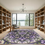 Elegant Lavender Rose Floral Mandala Rug