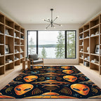 Orange Alien Ufo Retro Space Graphic Rug