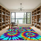 Electric Neon Psychedelic Spiral Burst Rug
