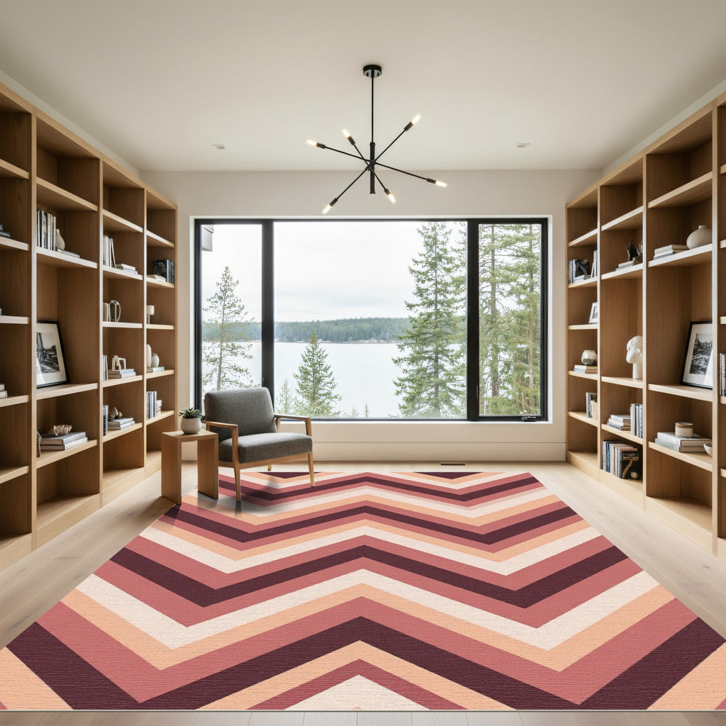 Warm Earthy Tone Chevron Zigzag Rug