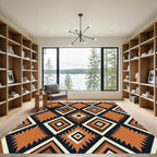 Earthy Terracotta Geometric Sunburst Rug