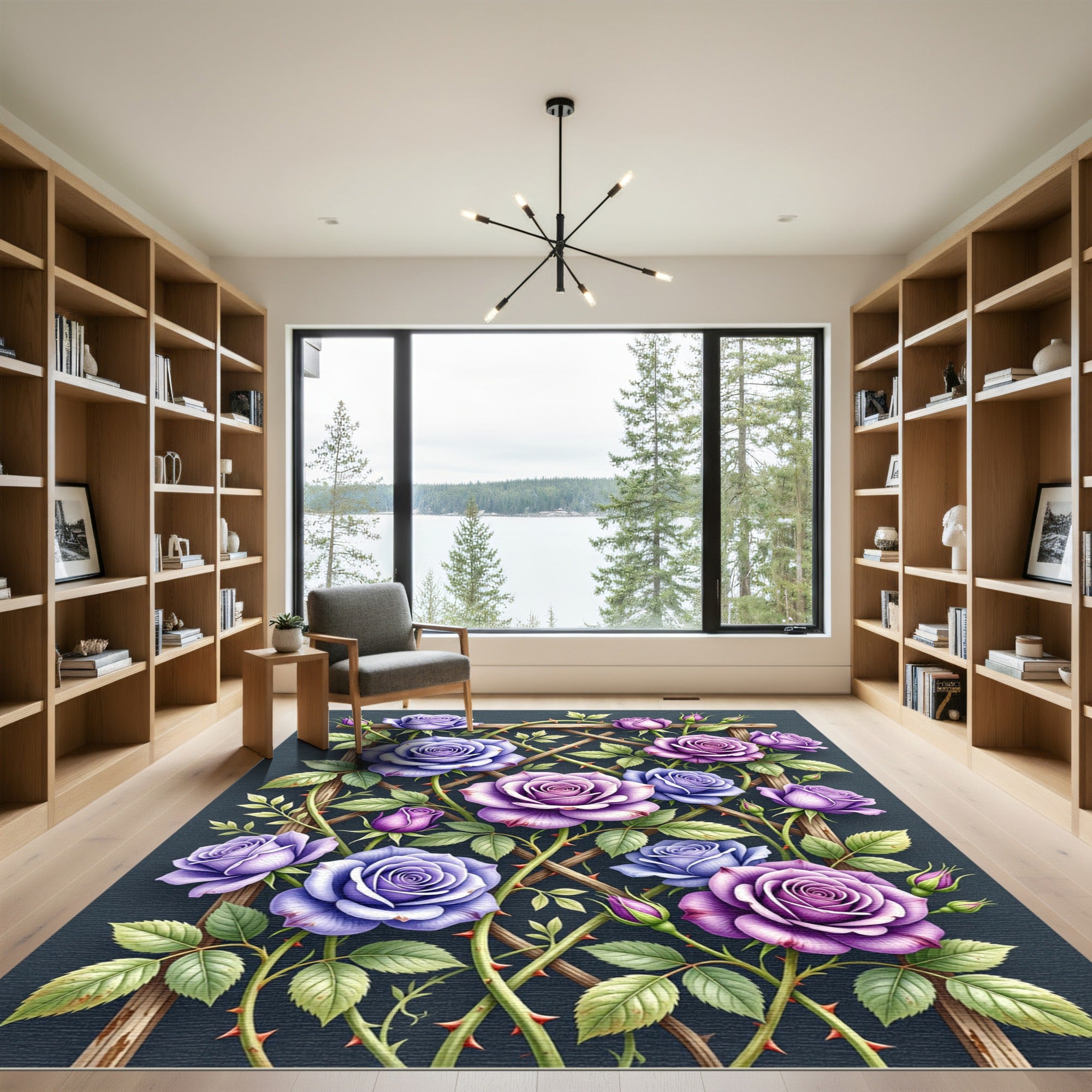 Enchanted Lavender Rose Trellis Rug