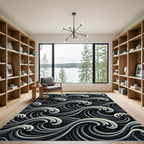 Dynamic Monochromatic Ocean Swirl Rug