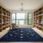 Celestial Midnight Blue Astral Geometric Rug