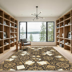 Intricate Golden Star Mandala Rug