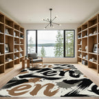 Modern Abstract Zen Brush Stroke Rug